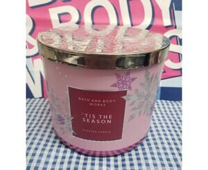 BBW Tis The Season Snowflake Jar Large 3 Wick Candle Holiday Home Fragrance
